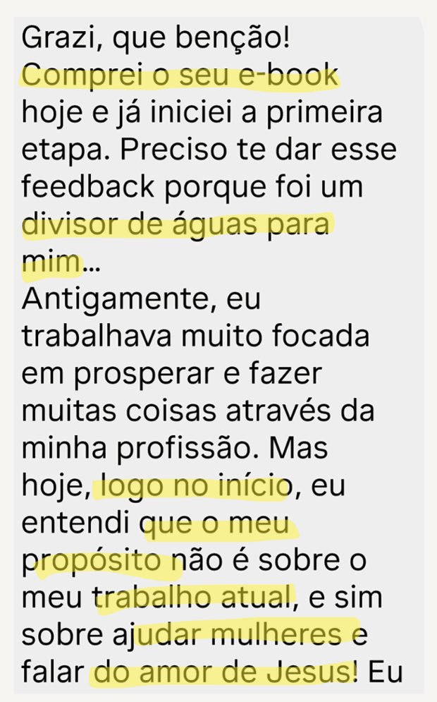 Depoimento de leitora do e-book