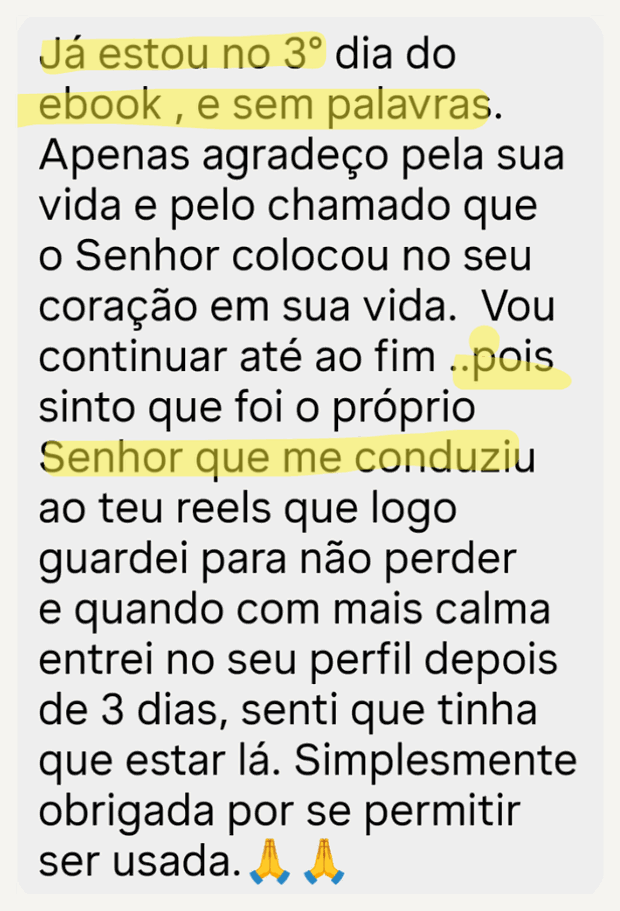 Depoimento de leitora do e-book